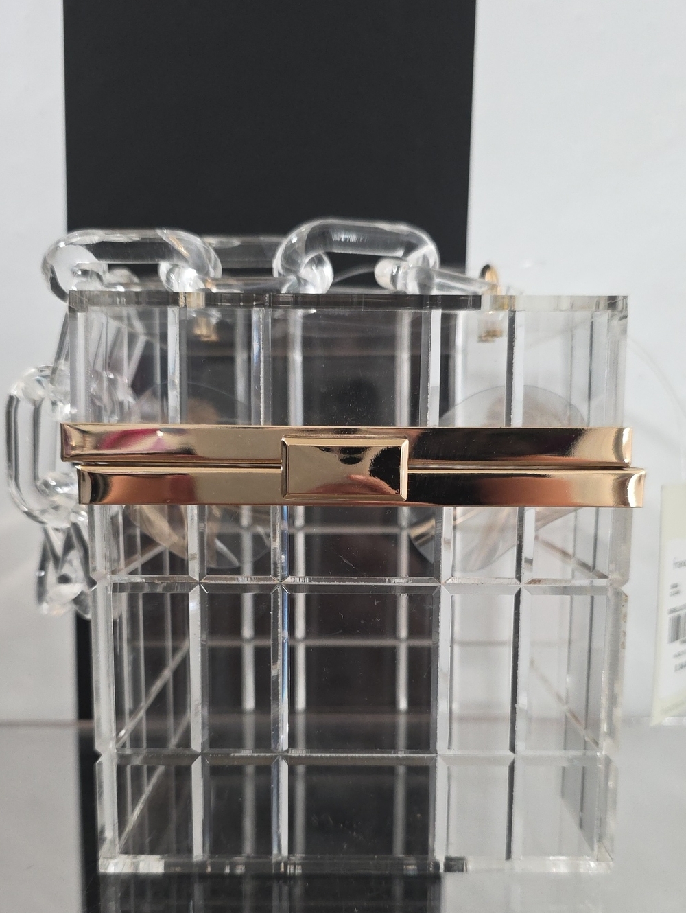 Francesca's Collections Clear Acrylic Box Bag with Gold Trim - Picture 1 of 2